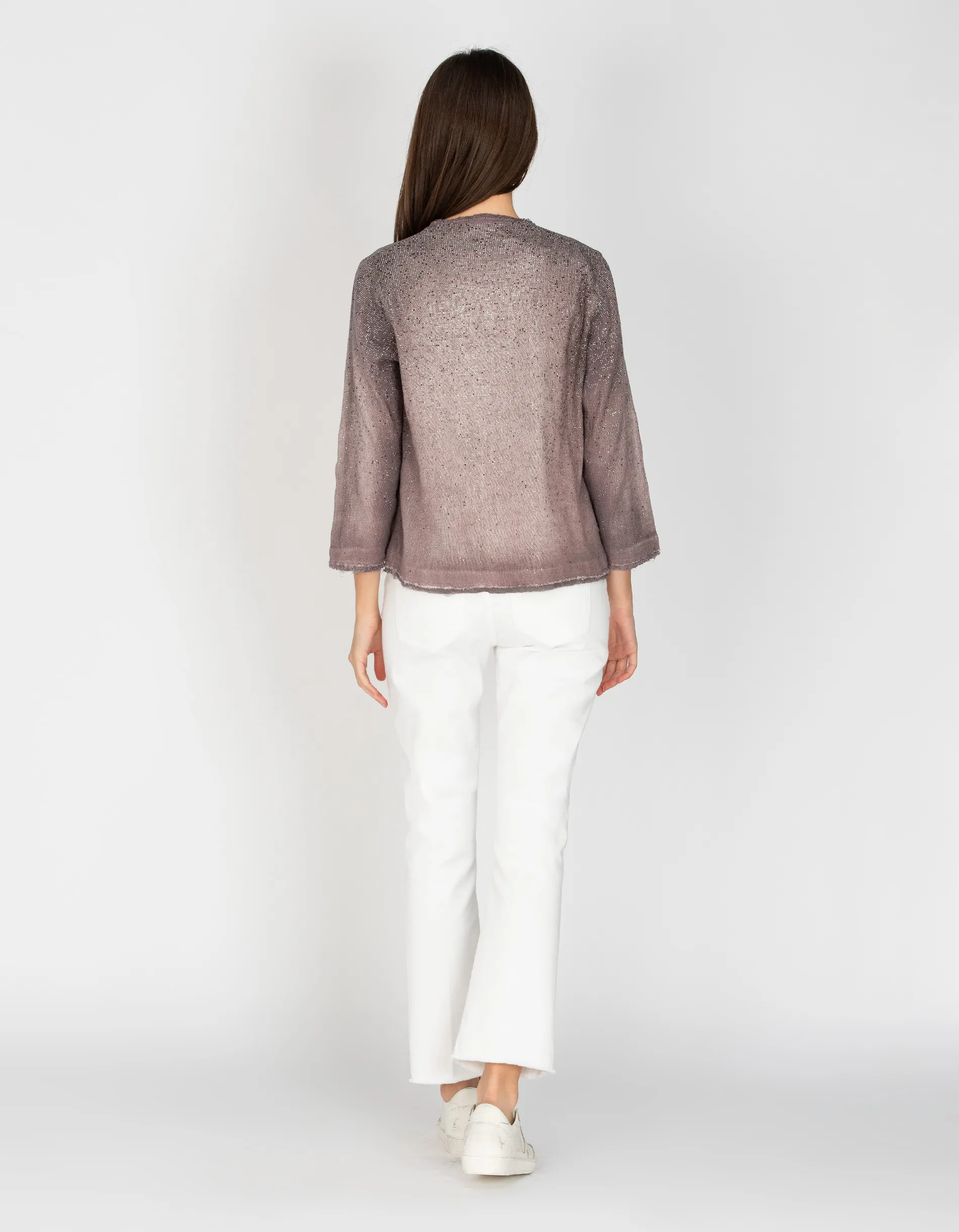 AVANT TOI Rhinestones Lavender // Leinen-Mix Cardigan mit Kaschmir-Anteil und Strasssteinen