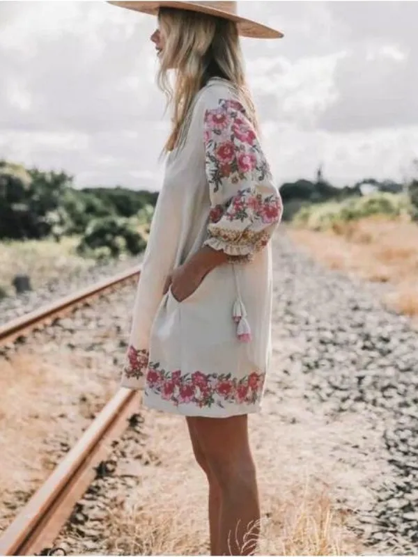 Boho Kleid Kurz  Lowen