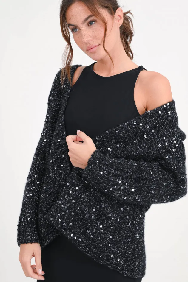 Cardigan GLITZER mit Pailetten in Schwarz