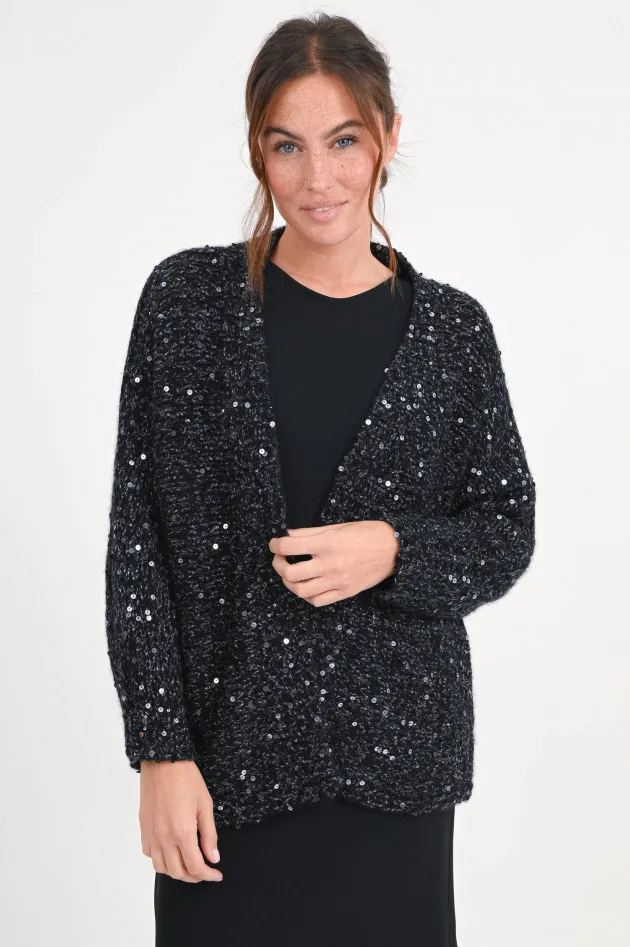 Cardigan GLITZER mit Pailetten in Schwarz