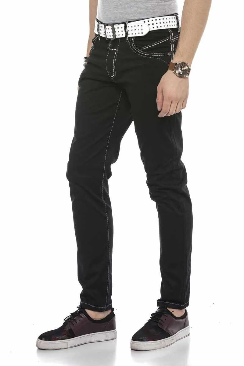 CD585 Herren bequeme Jeans mit cooler Stickerei