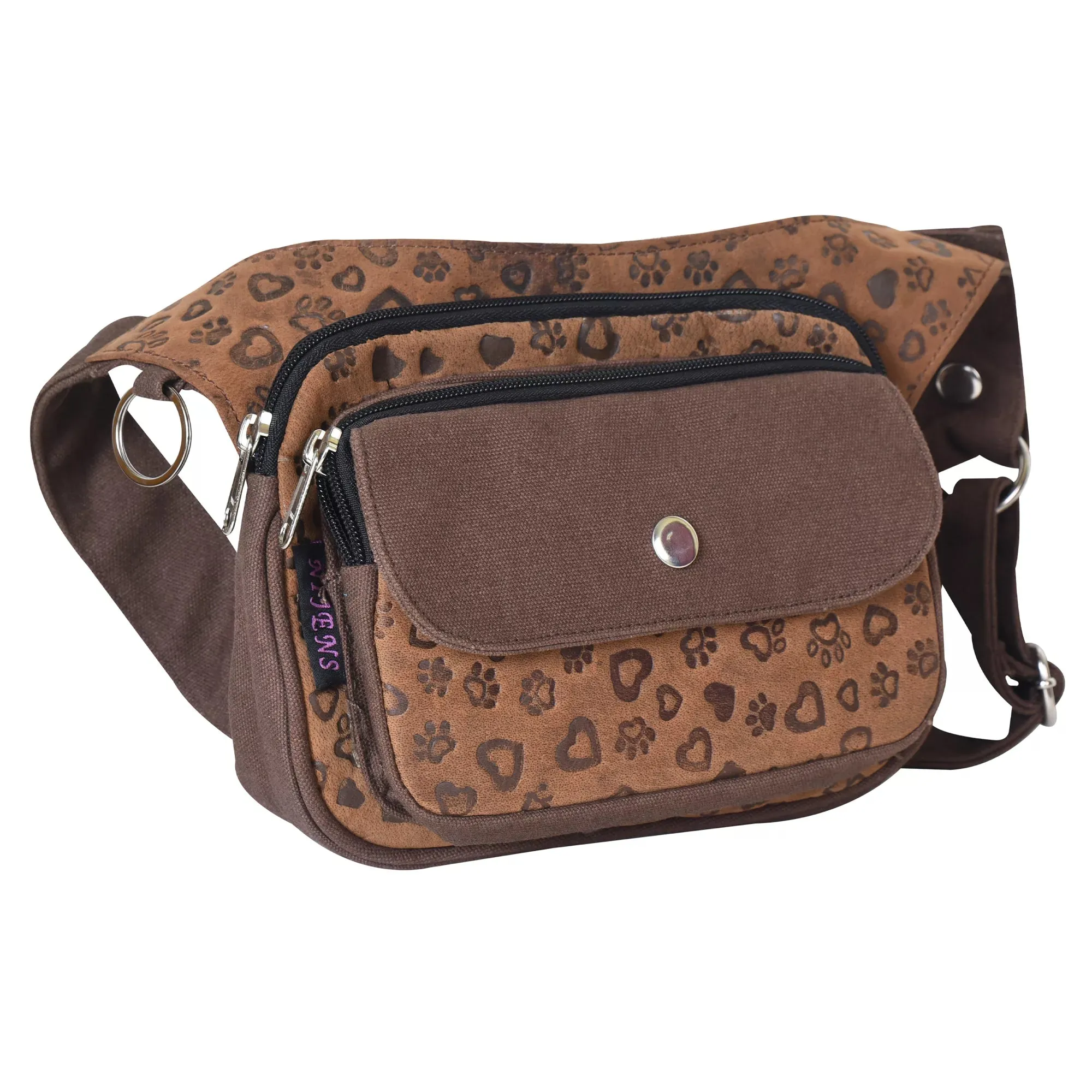 Gassi-Tasche Vintage Leder mit kleinen Pfoten&Herzprgungen - Frankfurt- 4826