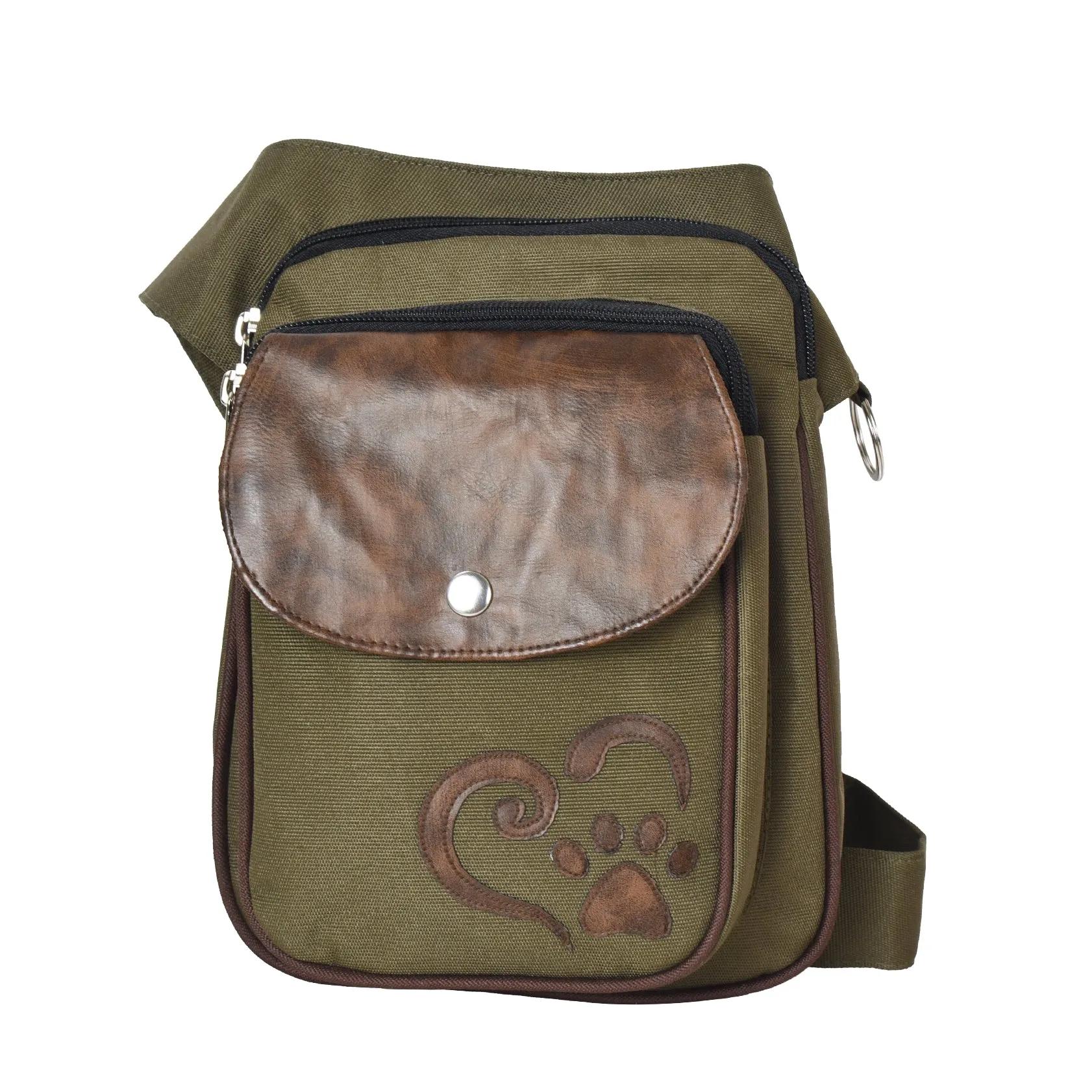 Gassi-Tasche Wasserabweisende mit Pfote&Herz (Nylon Khaki-Braun) Freiburg ZHS 71010