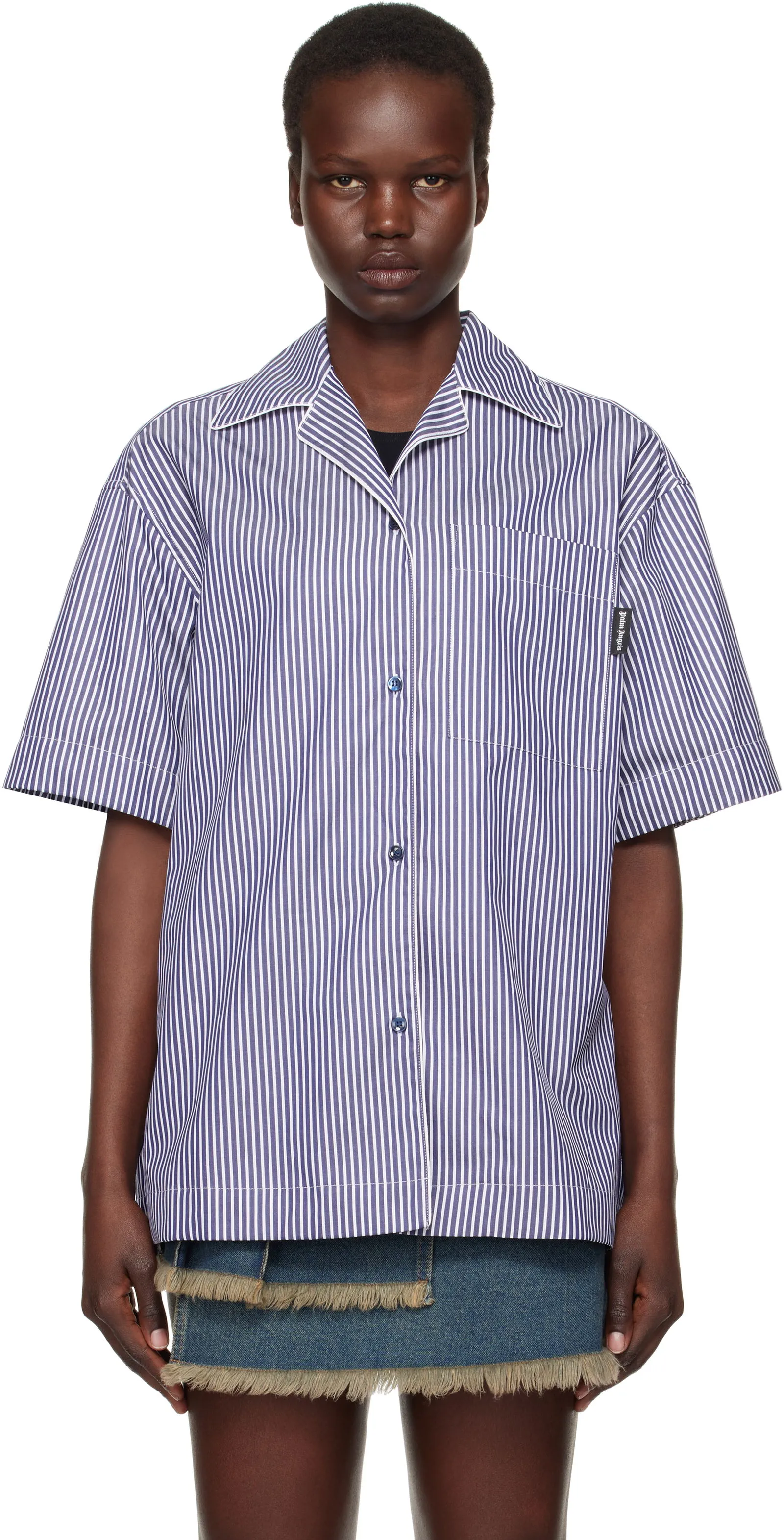 Hemd Palm Angels Striped Shirt PWGG005S25FAB0014603