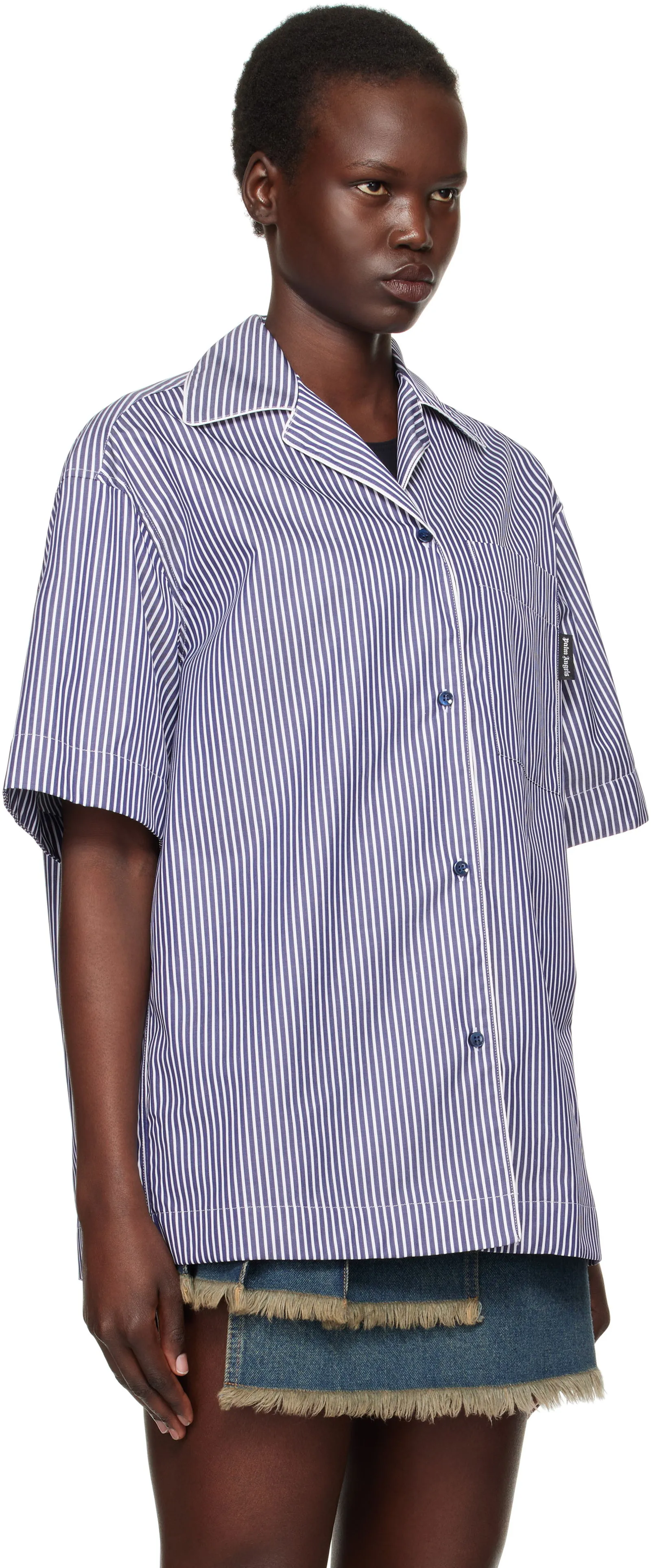 Hemd Palm Angels Striped Shirt PWGG005S25FAB0014603