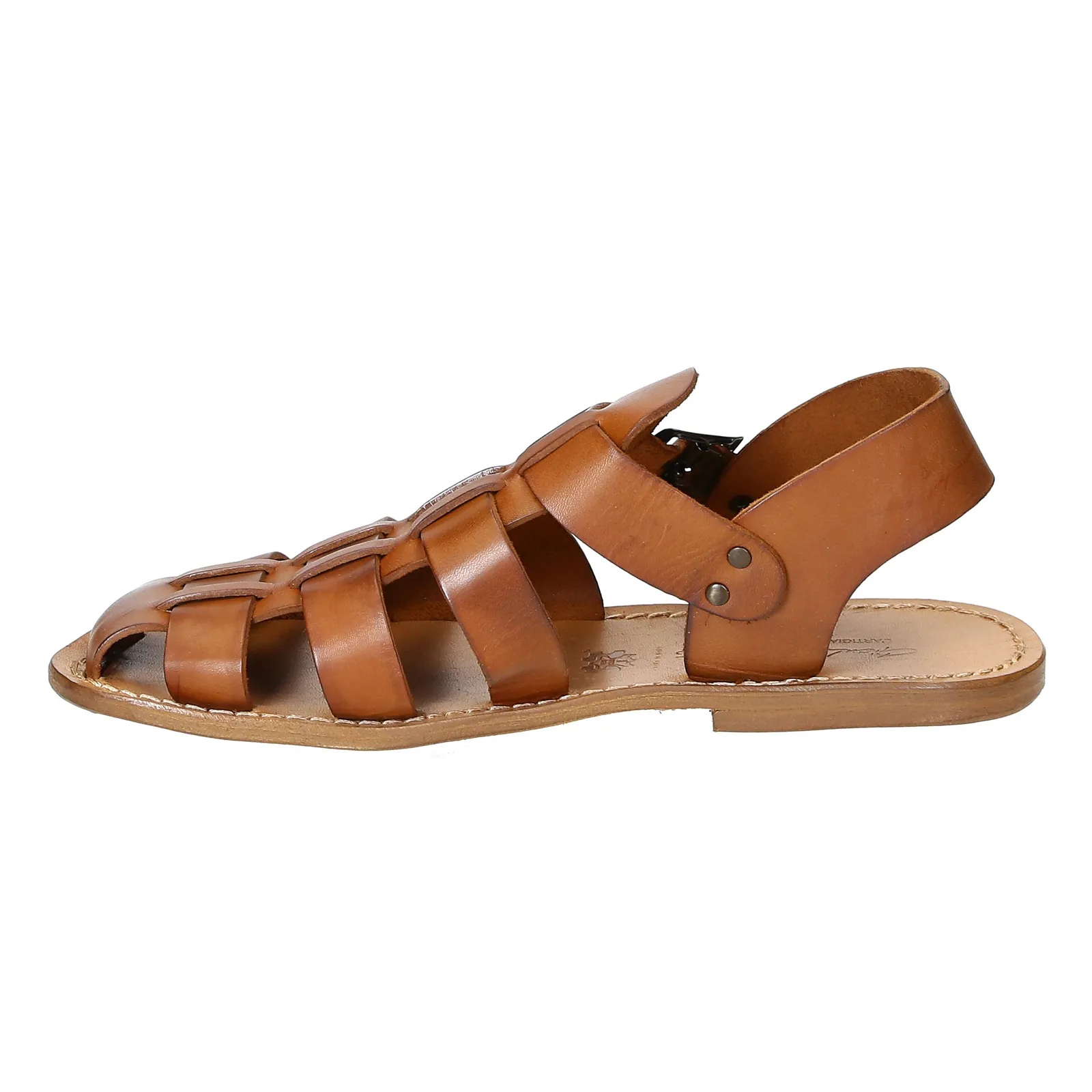 Herren-Sandalen aus Leder im Vintage-Look in Italien von Handgefertigt