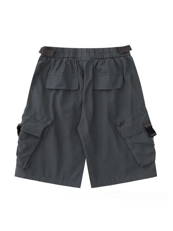 Hip Pop Shorts mit mehreren Taschen und Schnallendetail