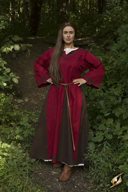 Kleid Astrid rot-braun