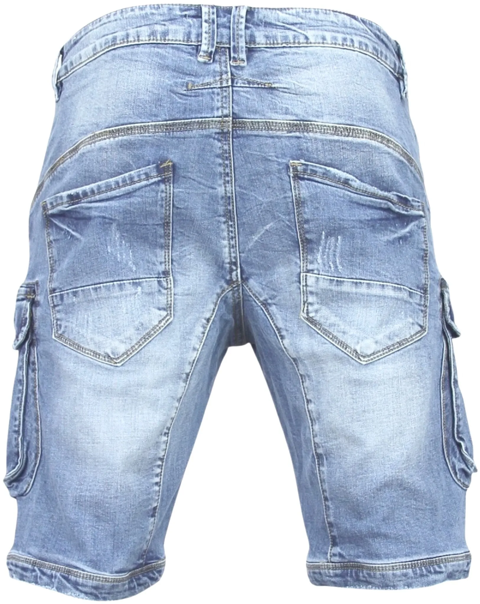 Kurze Herrenjeans - Jeans-Shorts mit Taschen -1088 - Blau