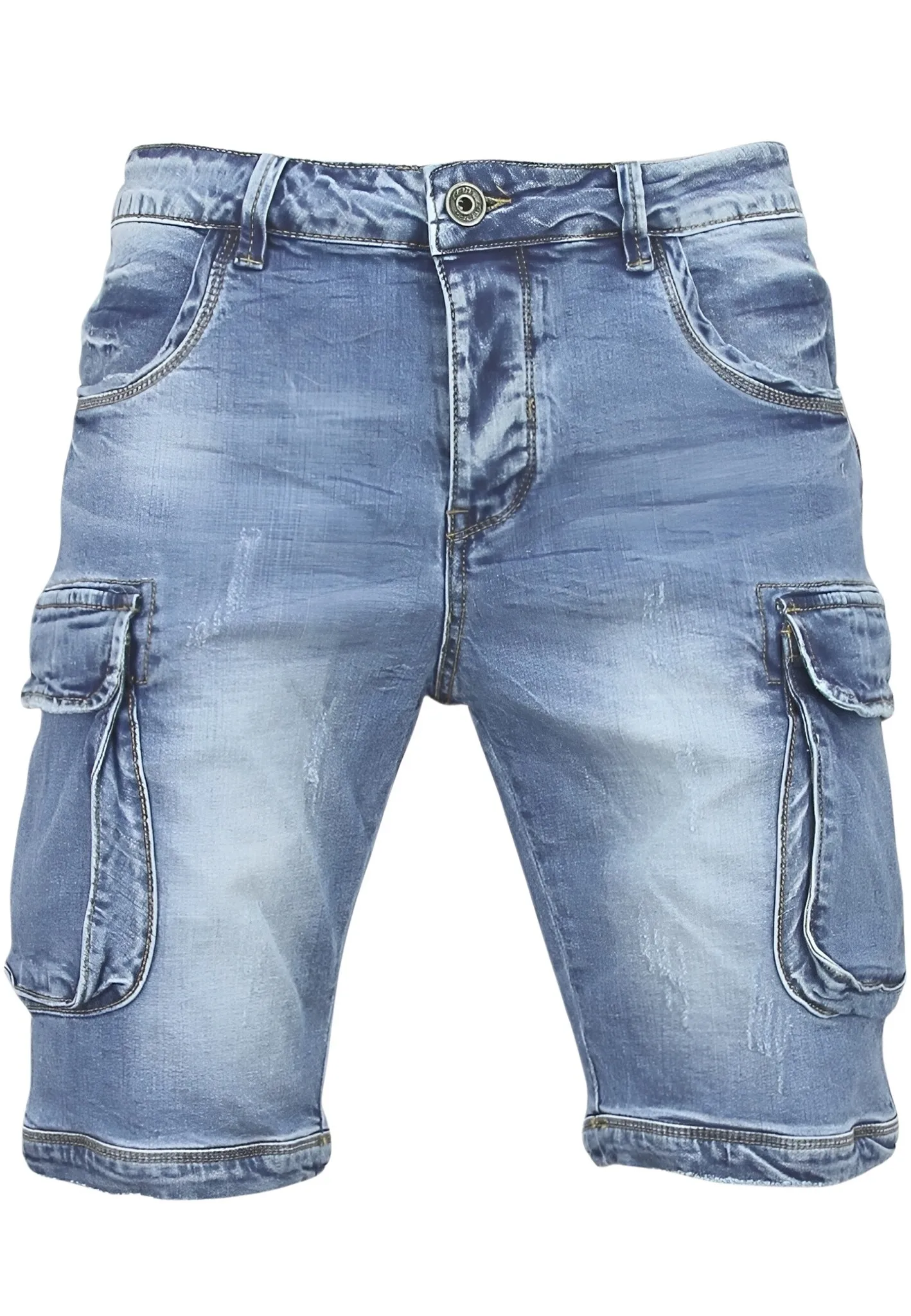 Kurze Herrenjeans - Jeans-Shorts mit Taschen -1088 - Blau