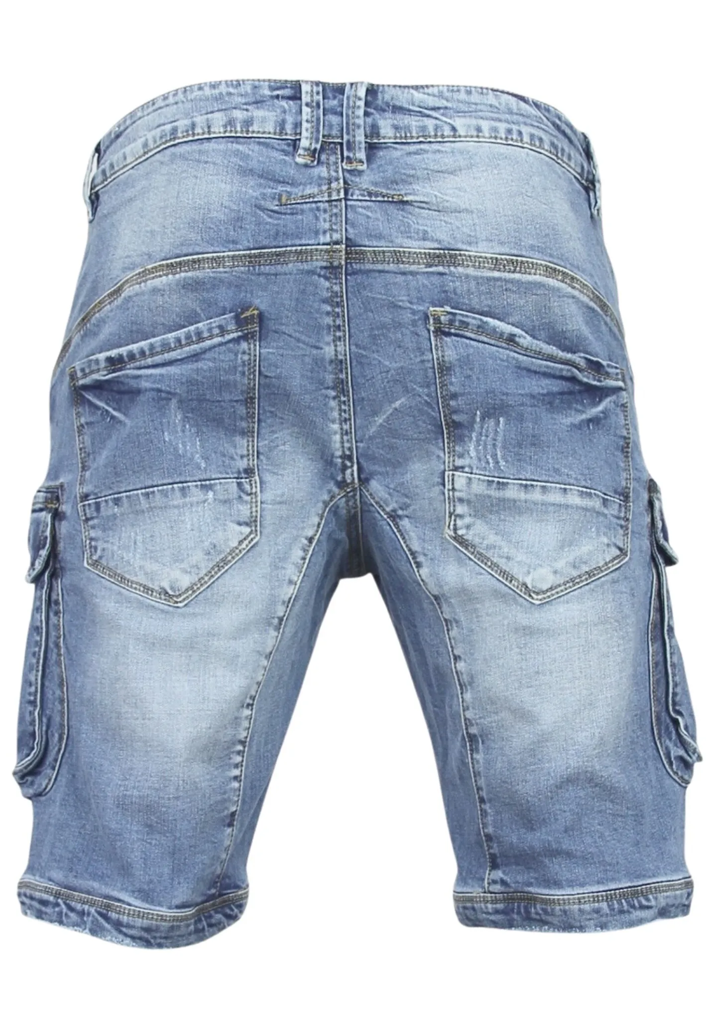 Kurze Herrenjeans - Jeans-Shorts mit Taschen -1088 - Blau