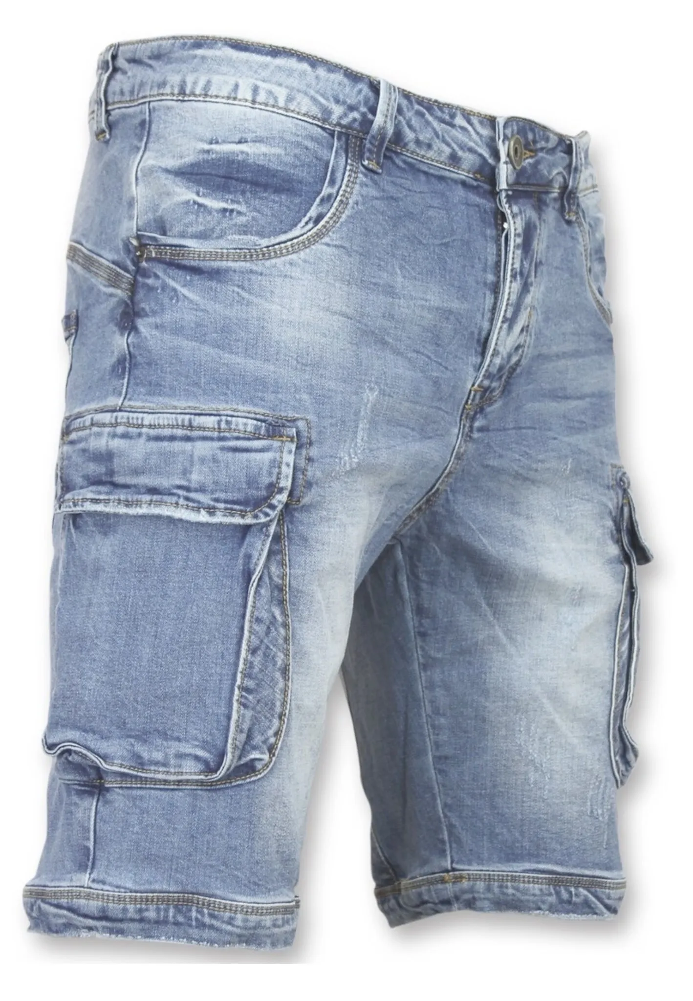 Kurze Herrenjeans - Jeans-Shorts mit Taschen -1088 - Blau