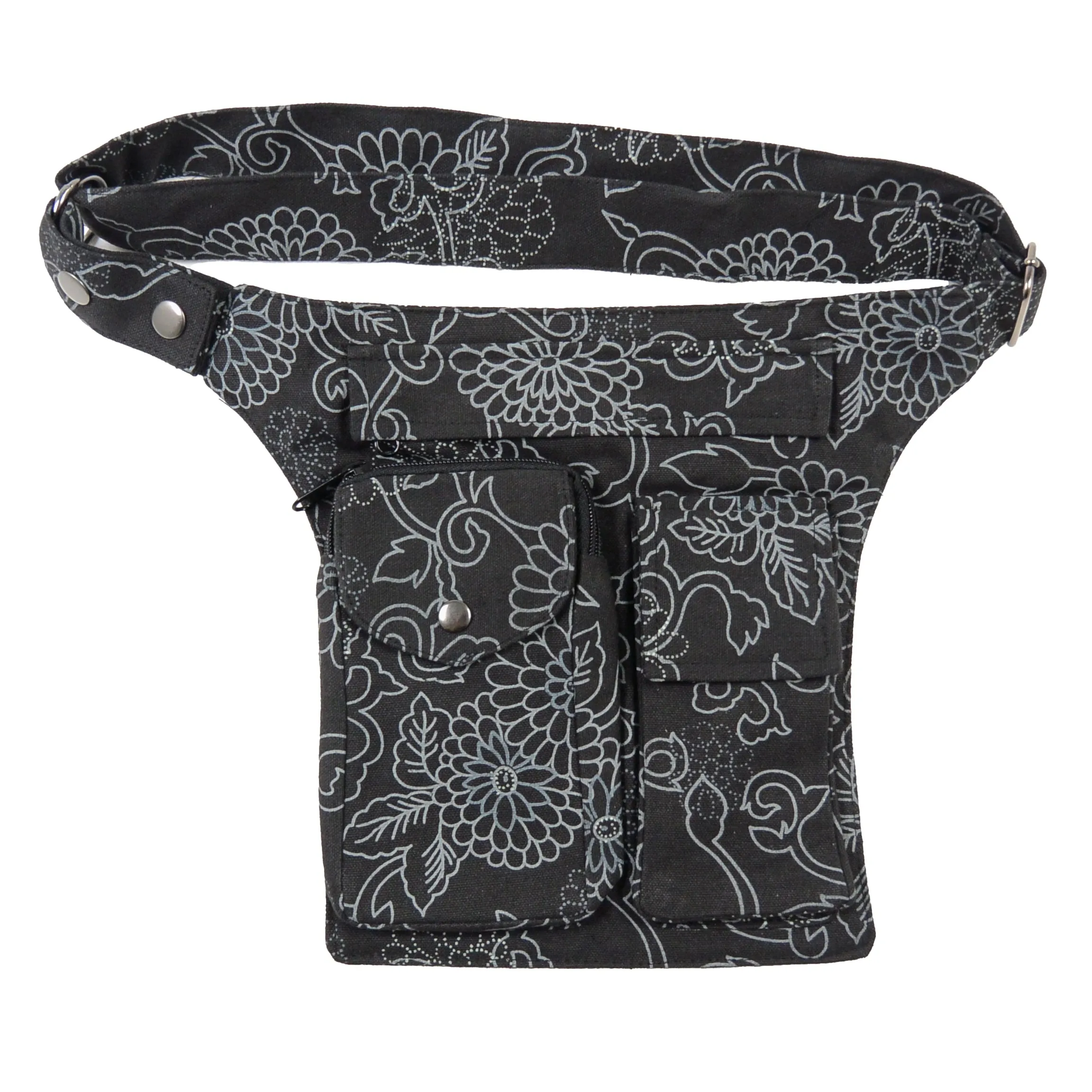 Leckerli-Tube Gassi-Tasche Stoff Black Flowers Nijens Lefkada 23