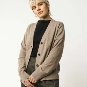 MELA Leichter Damen Cardigan mit V-Ausschnitt "SURINA" - hazel-melange