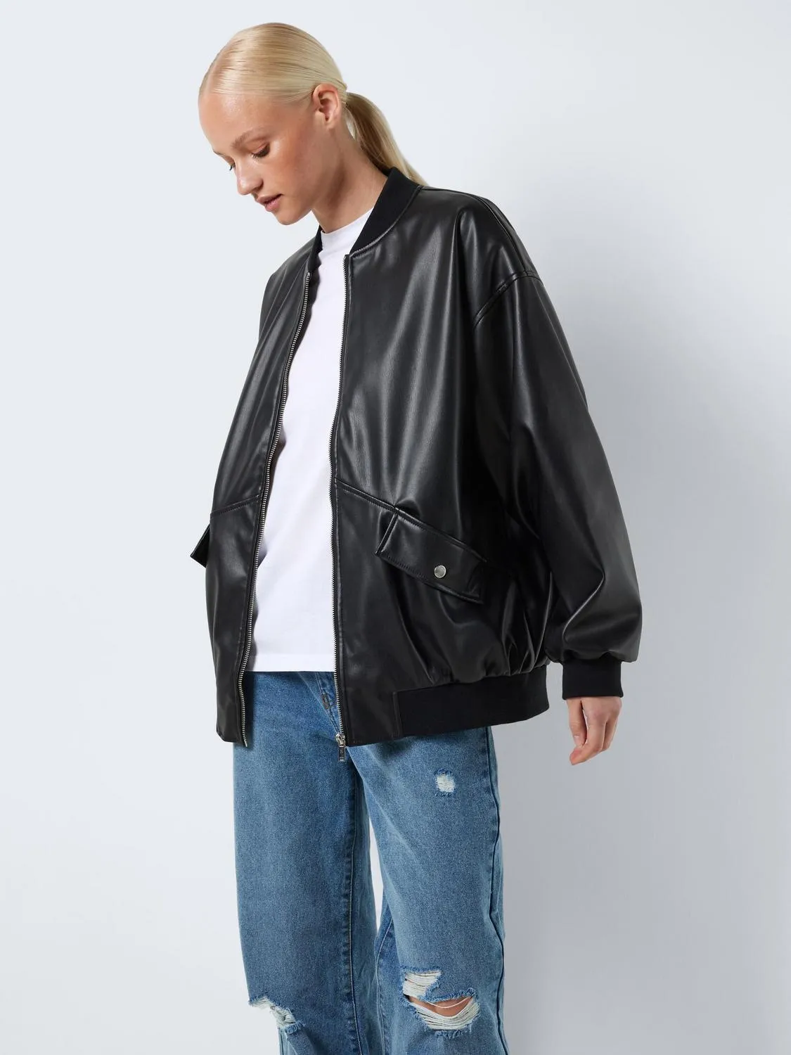 NMRONJA OVERSIZE PU BOMBER JACKET NOOS