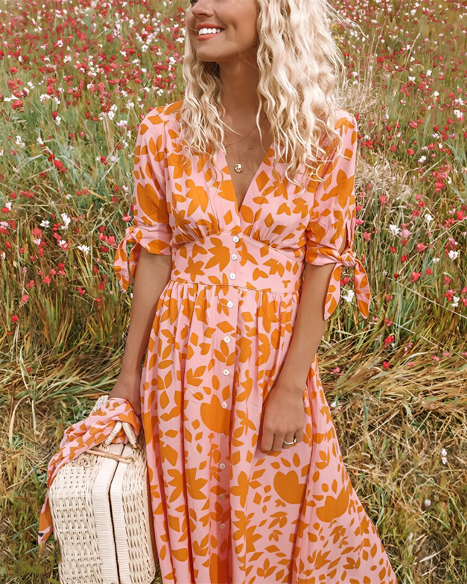 orange Kleid mit Muster - Gigi