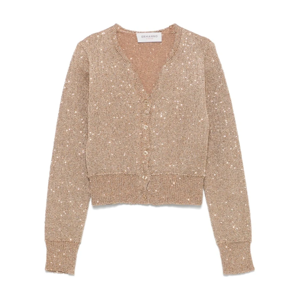 Pailletten Cardigan Kamel Gold