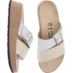 Papillio | Almina Raffia | Natural/White | Leder-Bast | 1026950 | Damen Keilabsatz-Sandalen