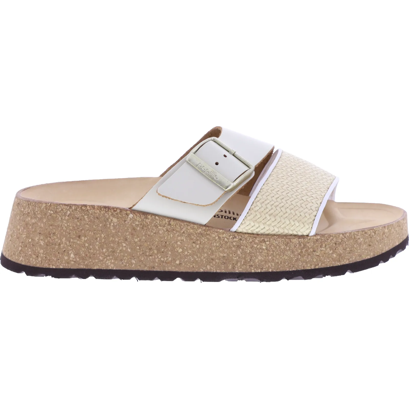 Papillio | Almina Raffia | Natural/White | Leder-Bast | 1026950 | Damen Keilabsatz-Sandalen