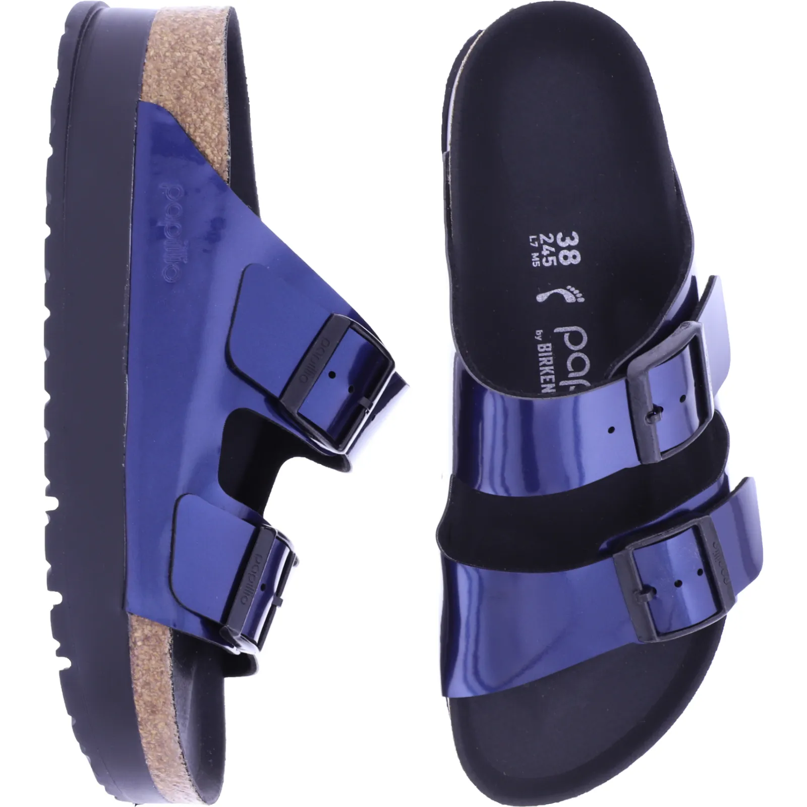 Papillio | Arizona Platform | Dark Blue Lack | Birko-Flor | 1028387 | Damen Plateau-Sandalen