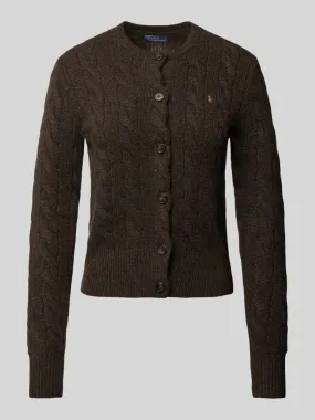 Polo Ralph Lauren Regular Fit Cardigan mit Zopfmuster Modell 'CASH' (dunkelbraun) online kaufen