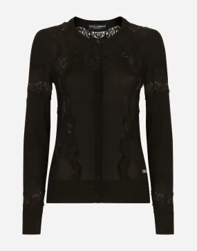 Pullover Dolce & Gabbana Lace-Trimmed Button-Up Cardigan FXV05TJEMO7N0000