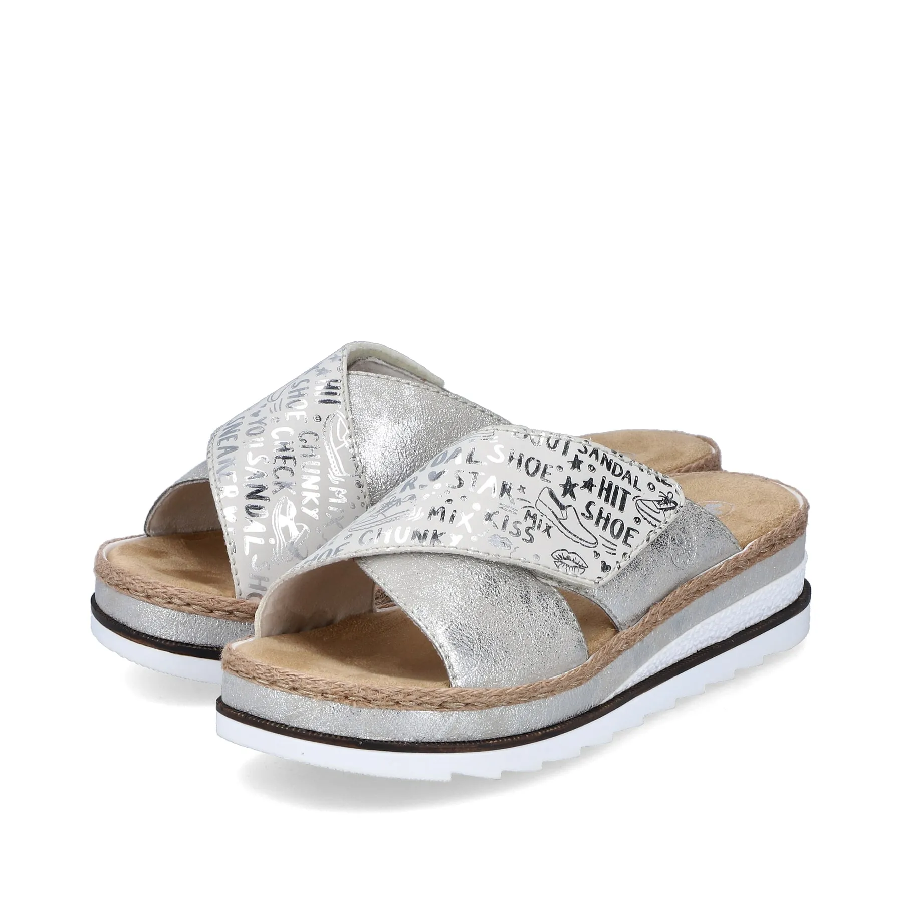 Rieker Damen Pantoletten silber-metallic | V7979-80