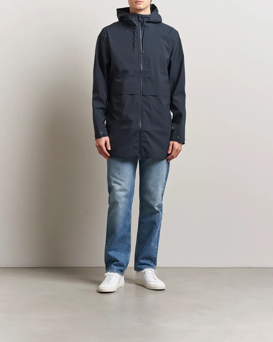 Suva Hooded Waterproof Long Jacket Navy