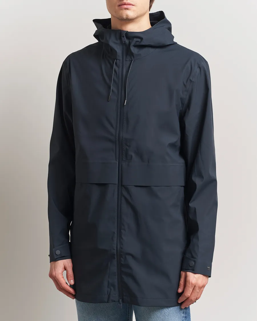 Suva Hooded Waterproof Long Jacket Navy