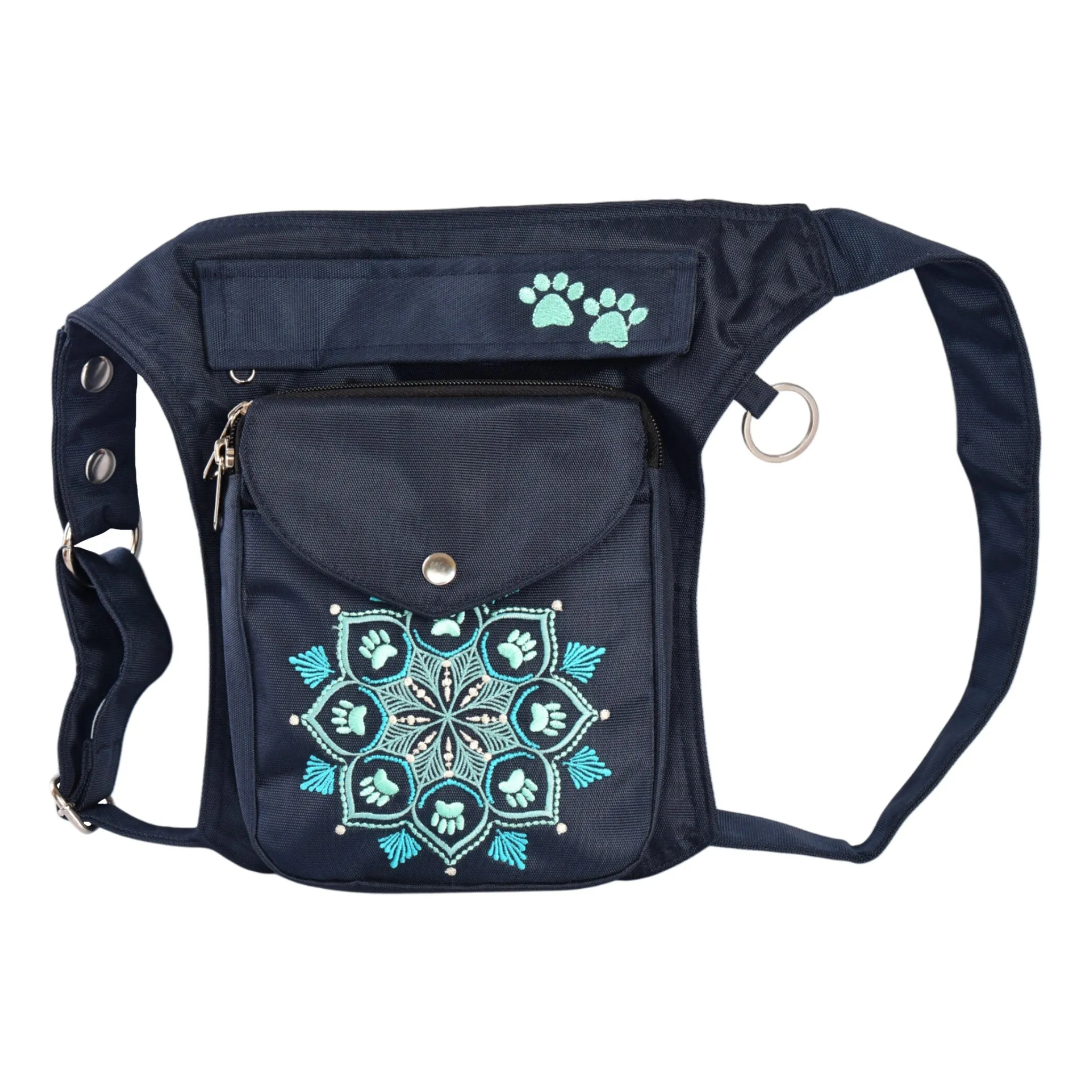 Wasserabweisende Gassi-Tasche mit Mandala-Stickerei Saphirblau - Barcelona HS 313