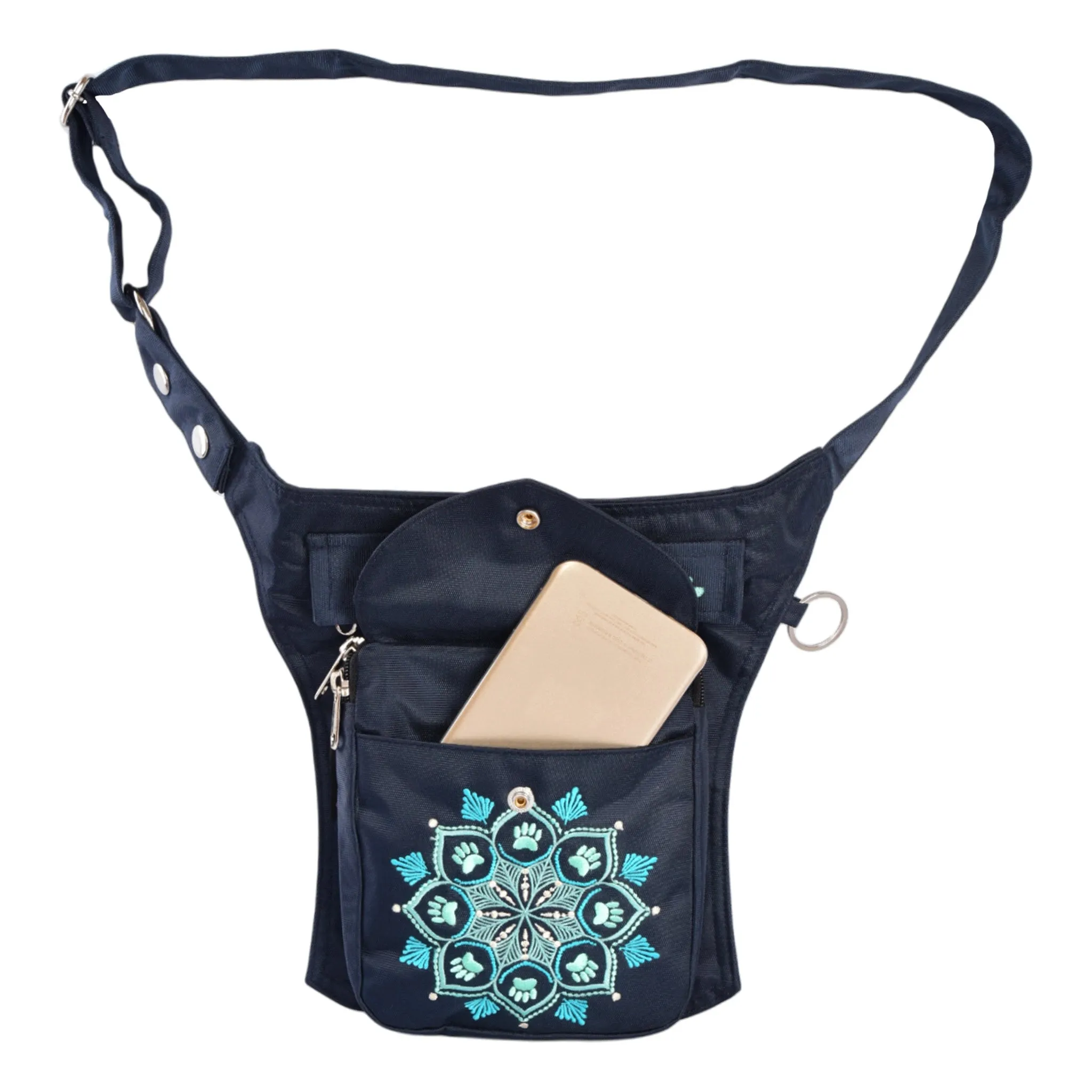 Wasserabweisende Gassi-Tasche mit Mandala-Stickerei Saphirblau - Barcelona HS 313