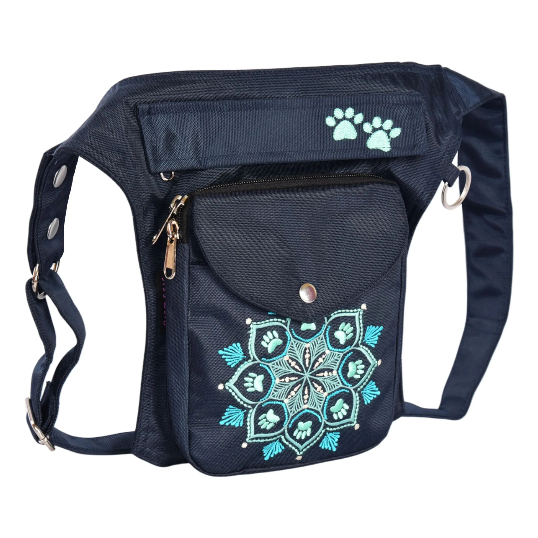 Wasserabweisende Gassi-Tasche mit Mandala-Stickerei Saphirblau - Barcelona HS 313