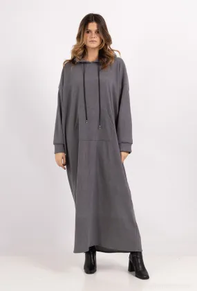 Weites Abaya-Kleid mit Kordelzug und Tasche aus CORD-Stoff